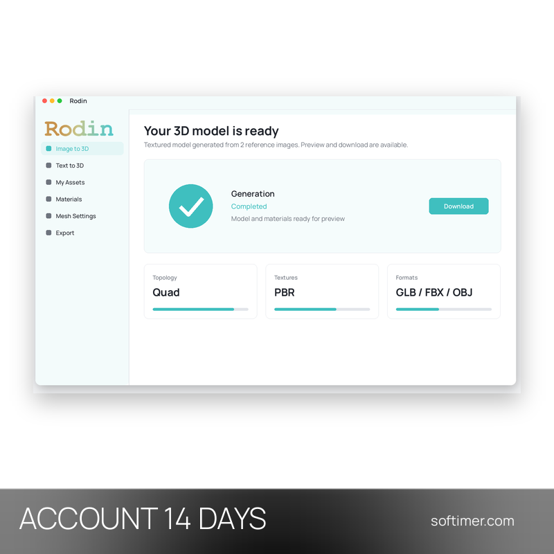 Hyper3D Rodin Creator - 14 giorni - ACCOUNT