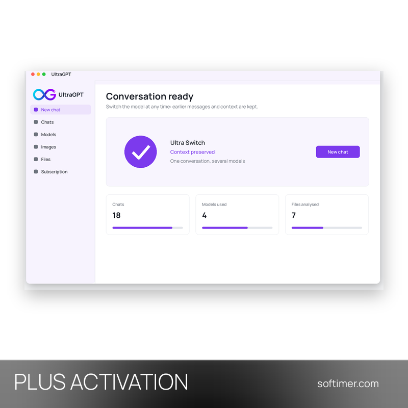 UltraGPT Plus - 1 Month ACTIVATION on your account - Web / Android