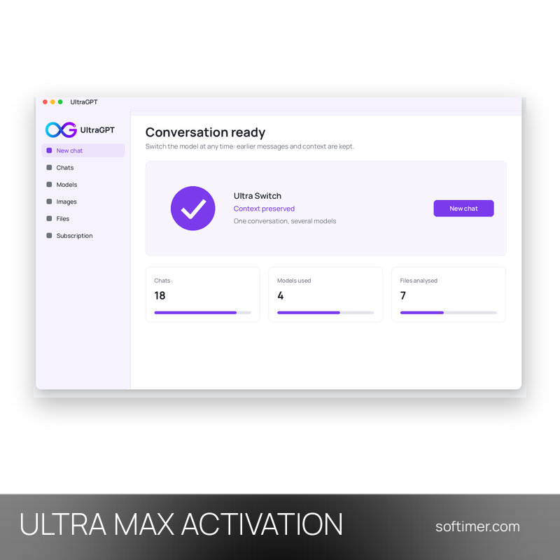 UltraGPT Ultra Max - АКТИВАЦИЯ на вашем аккаунте на 1 месяц - Web / Android