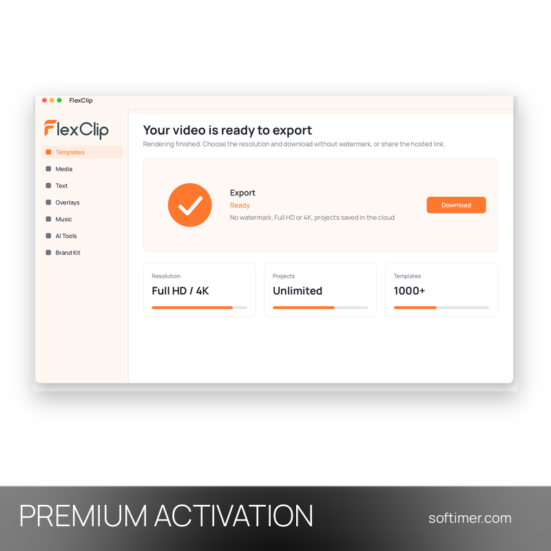 FlexClip Premium - AKTIVIERUNG auf Ihrem Konto 1 Monat - Web