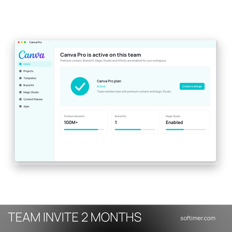 Canva Pro - TEAM-EINLADUNG 2 Monate - Multiplattform