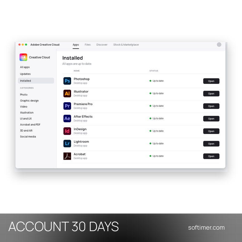 Adobe Creative Cloud Pro - 30 jours - ACCOUNT