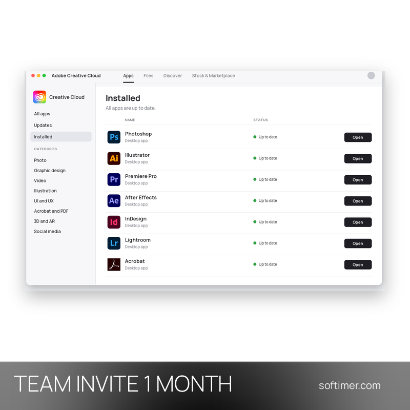 Adobe Creative Cloud Pro - ПРИГЛАШЕНИЕ В КОМАНДУ на 1 месяц / 2 устройства - Android / iOS / Mac / Windows