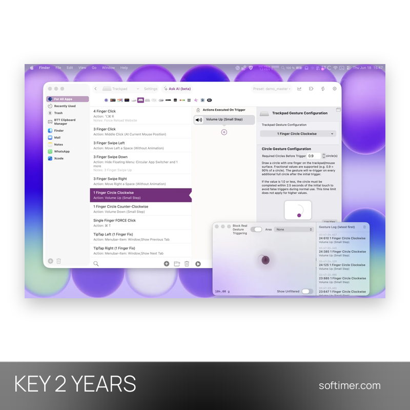 BetterTouchTool - Лицензионный ключ на 2 года - Mac