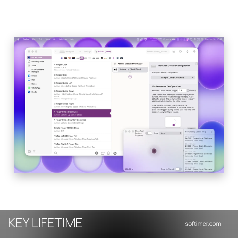 BetterTouchTool - CHIAVE di licenza / 3 dispositivi - A vita - Mac