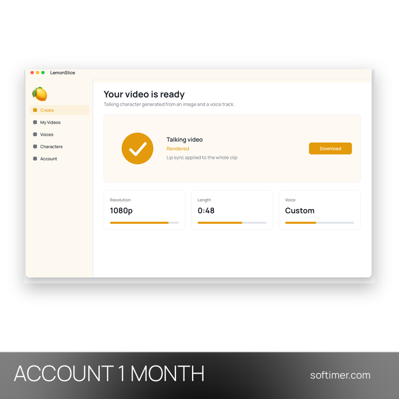 LemonSlice Plus 3 000 кредитов - 1 месяц - ACCOUNT