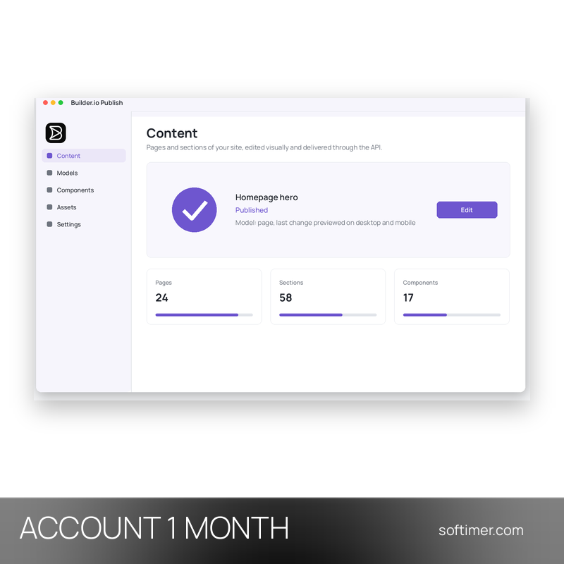 Builder.io Publish Pro - 1 Monat - ACCOUNT