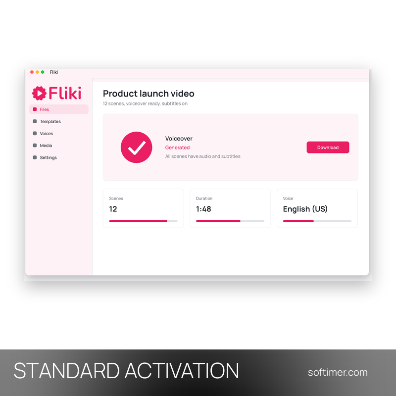 Fliki Standard - AKTIVIERUNG auf Ihrem Konto 1 Monat - Web