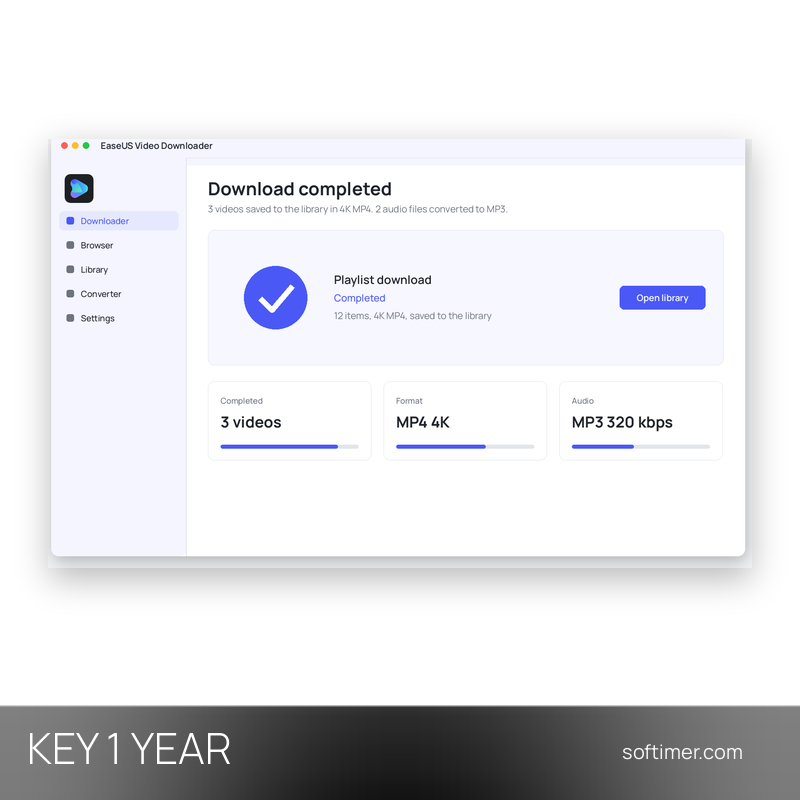 EaseUS Video Downloader - Lizenzschlüssel 1 Jahr - Windows