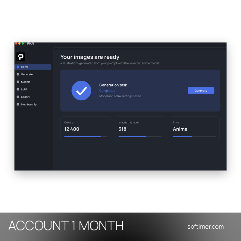 PixAI Starter - 1 mois - ACCOUNT