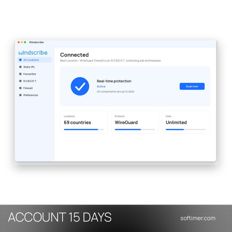 Windscribe Pro - 15 jours - ACCOUNT