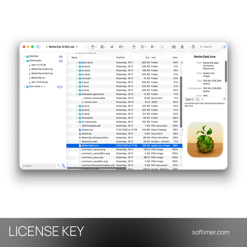 BetterZip - Lizenzschlüssel - Mac