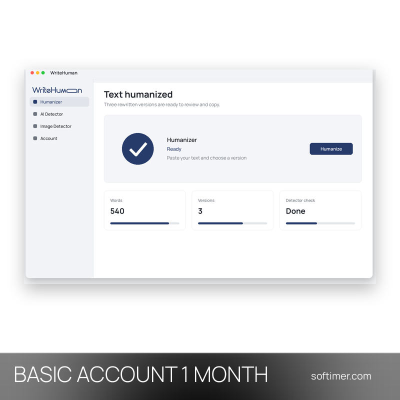 WriteHuman Basic - 1 Month - ACCOUNT