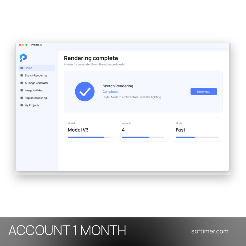 PromeAI Standard 2000 credits - 1 Month - ACCOUNT