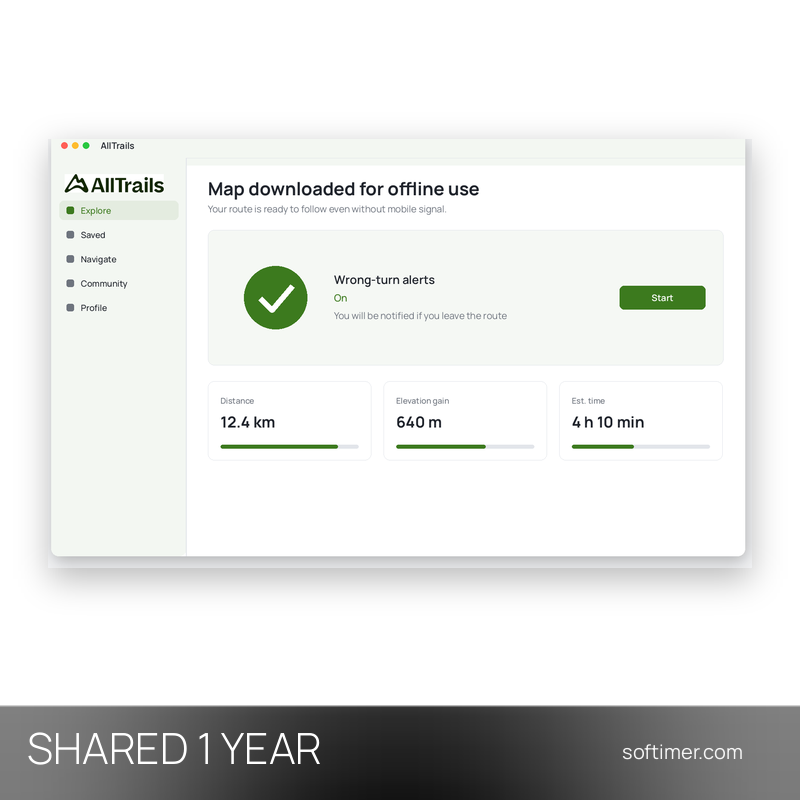AllTrails Plus - 1 Year - Shared ACCOUNT