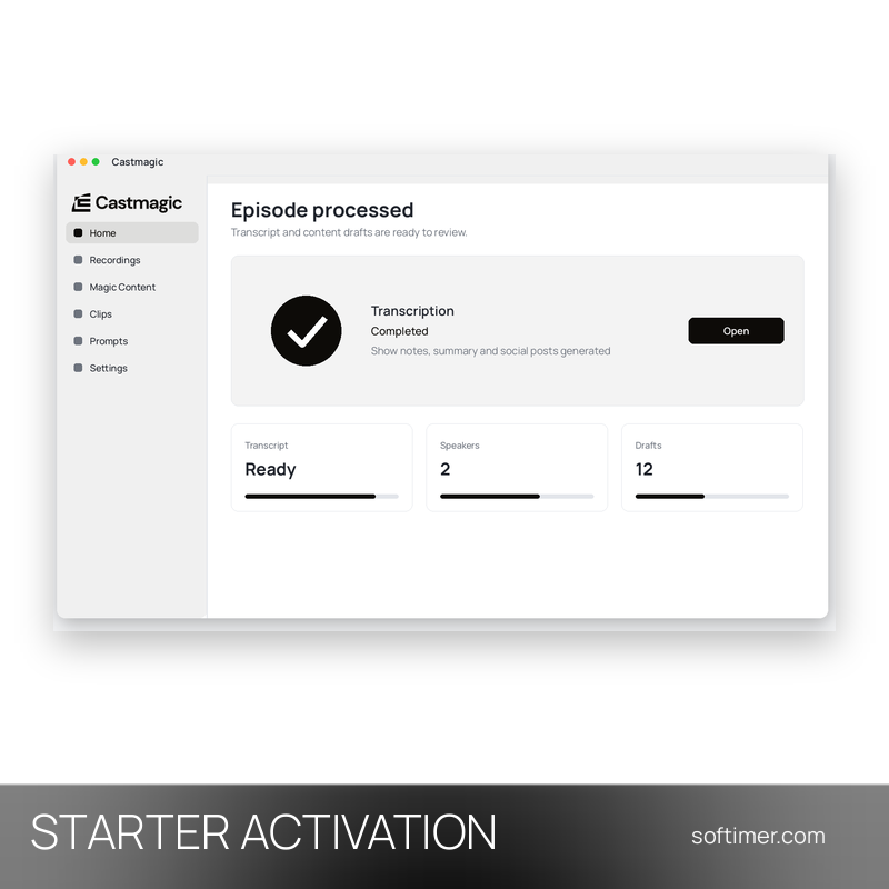 Castmagic Starter - ATTIVAZIONE sul tuo account 1 anno - Web