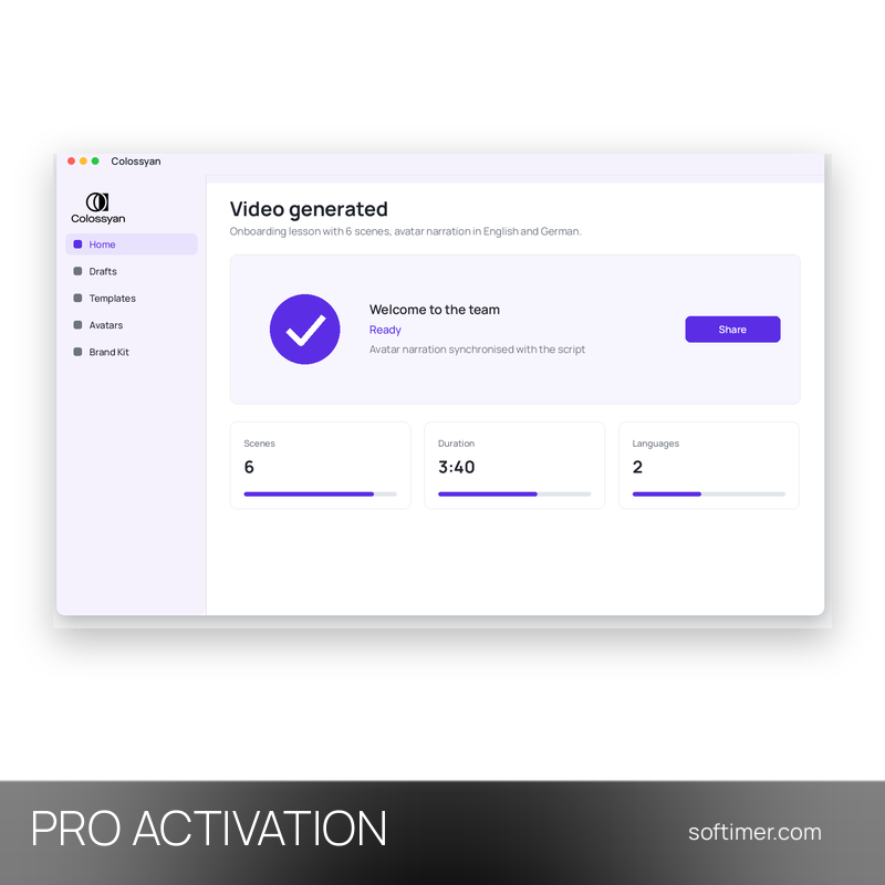 Colossyan Pro - ATTIVAZIONE sul tuo account 1 mese - Web