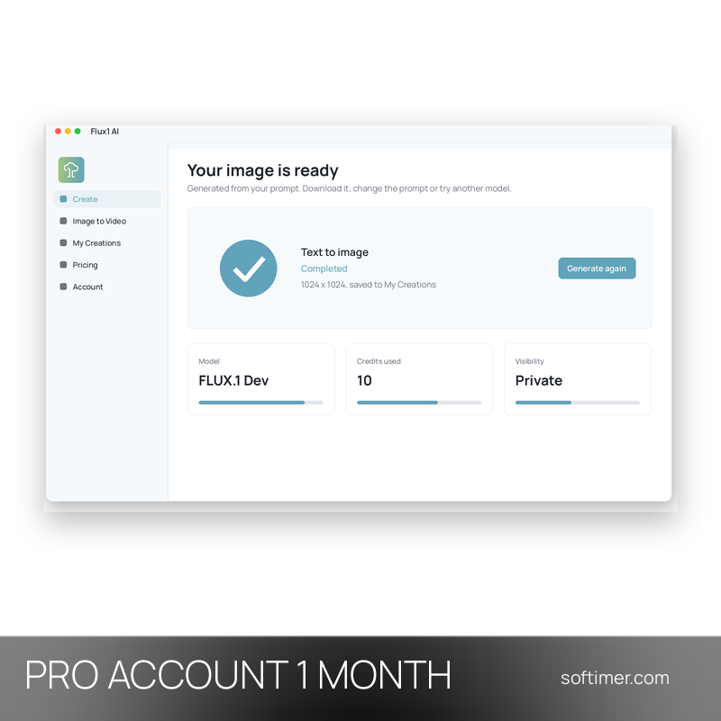 Flux1 AI Pro 800 credits - 1 Month - ACCOUNT