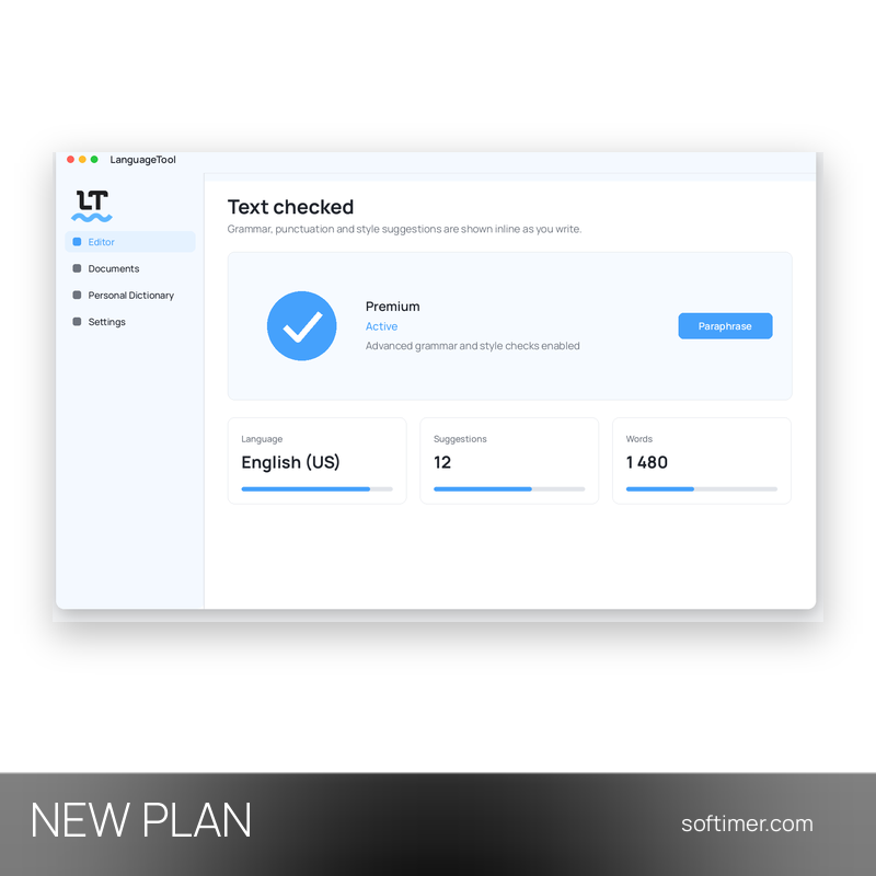 LanguageTool Premium - NUOVO PIANO sulla tua email 1 anno - Windows / Mac / Web