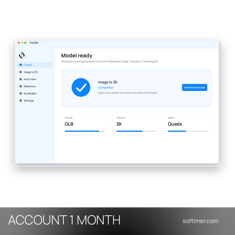 YVO3D Pro - 1 mois - ACCOUNT