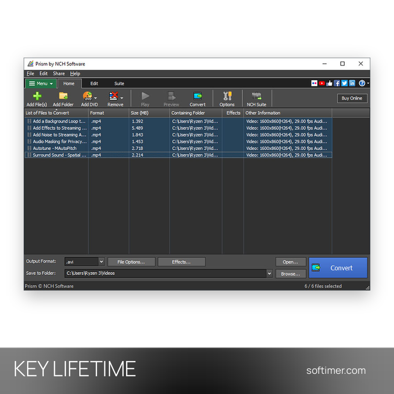 NCH Prism Video Converter 2026 - Lizenzschlüssel - Lifetime - Windows