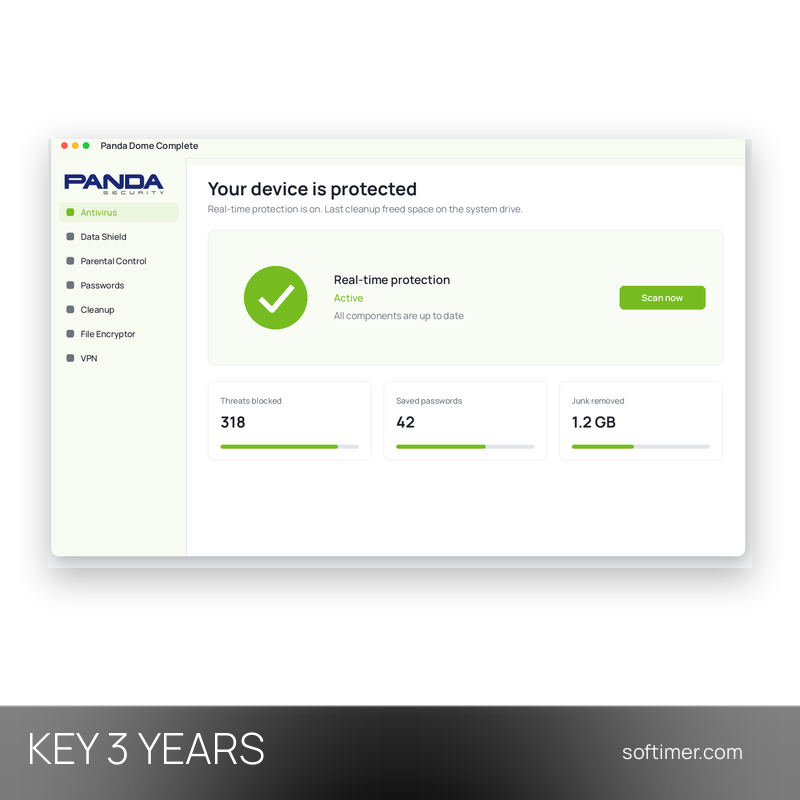 Panda Dome Complete - Lizenzschlüssel 3 Jahre / 3 Geräte - Windows