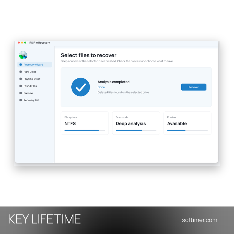 RS File Recovery Unlimited 7.4 - CLÉ de licence - À vie - Linux / Mac / Windows