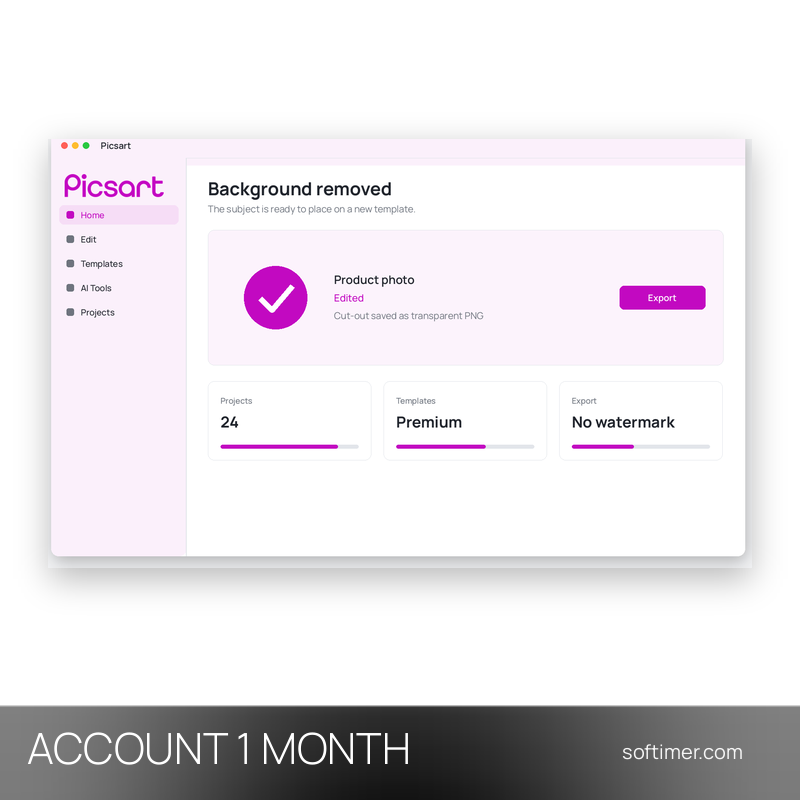 Picsart Pro 500 crediti - 1 mese - ACCOUNT