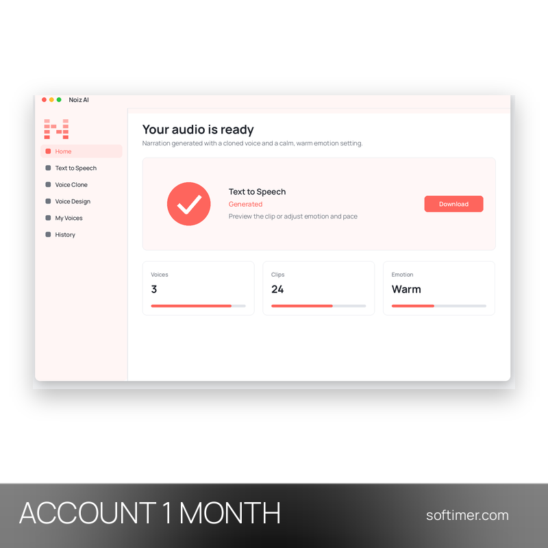 Noiz AI 150,000 баллов - 1 месяц - ACCOUNT