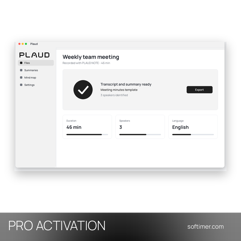Plaud AI Pro - 1 Month ACTIVATION on your account - Web