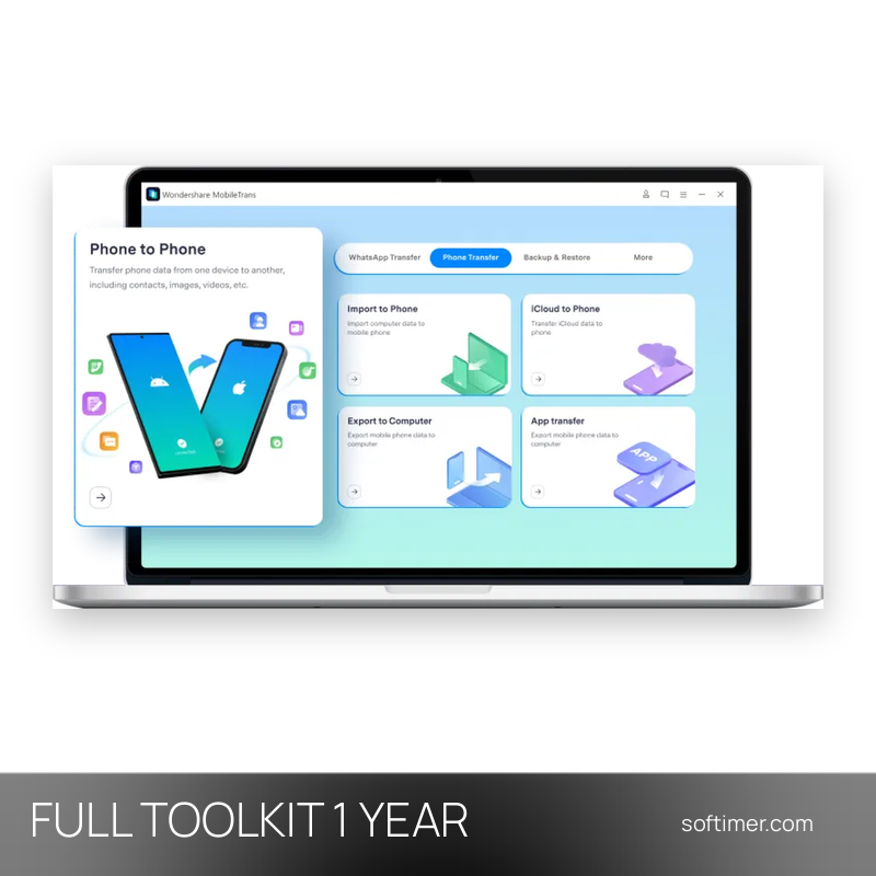 Wondershare MobileTrans Full Toolkit - 5 устройств / 1 год - ACCOUNT