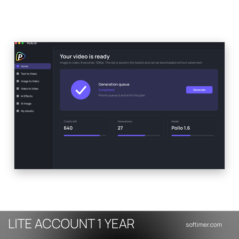 Pollo AI Lite - 1 Year - ACCOUNT