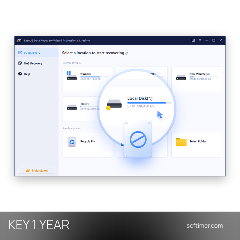 EaseUS Data Recovery Wizard Technician - Лицензионный ключ на 1 год - Windows