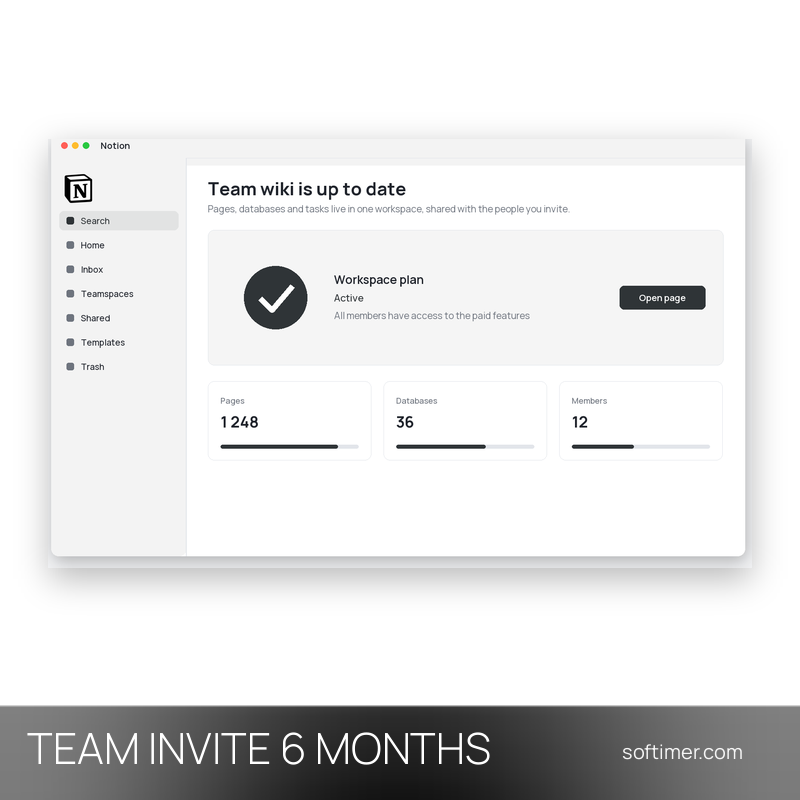 Notion Business - INVITATION ÉQUIPE 6 mois - Multiplateforme
