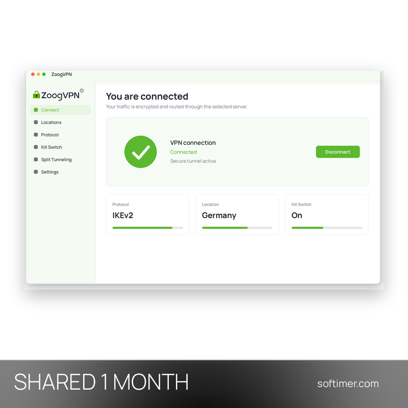 ZoogVPN Premium - 1 mois - ACCOUNT partagé