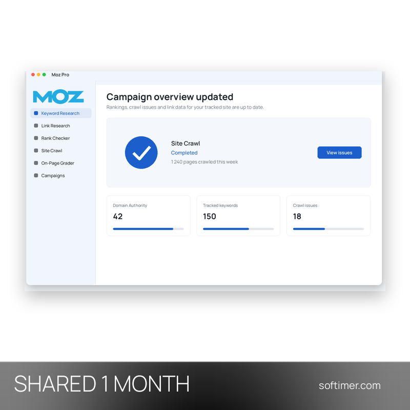 Moz Pro - 1 mese - ACCOUNT condiviso