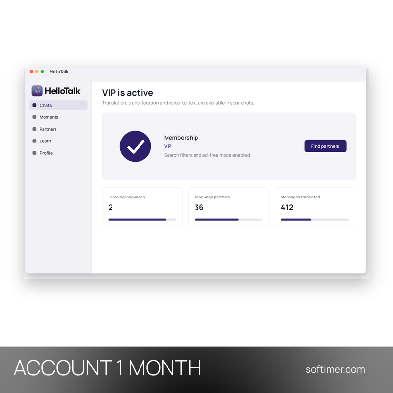 HelloTalk VIP - 1 mese - ACCOUNT