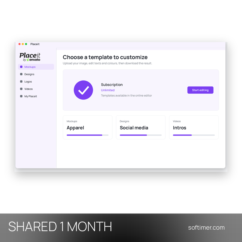 Placeit Unlimited - 1 Monat - Geteilter ACCOUNT
