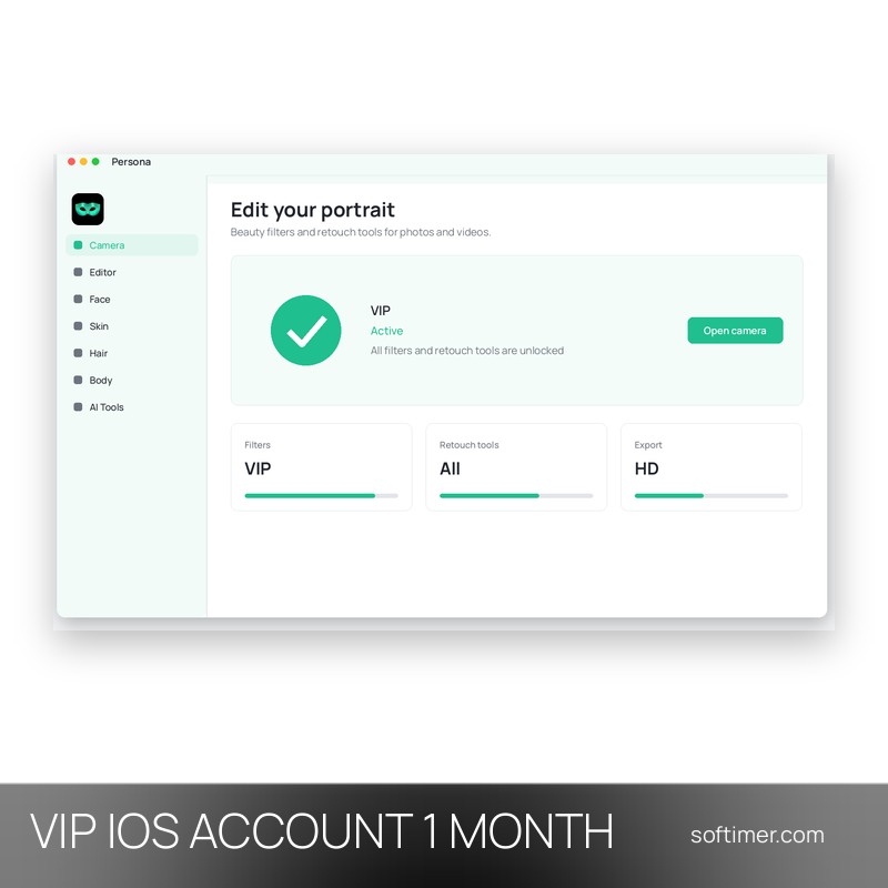 Persona Beauty Camera VIP (iOS) - 1 Month - ACCOUNT