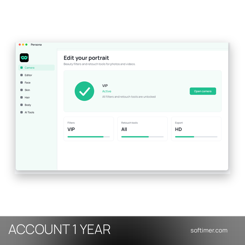 Persona Beauty Camera VIP (Android) - 1 Year - ACCOUNT