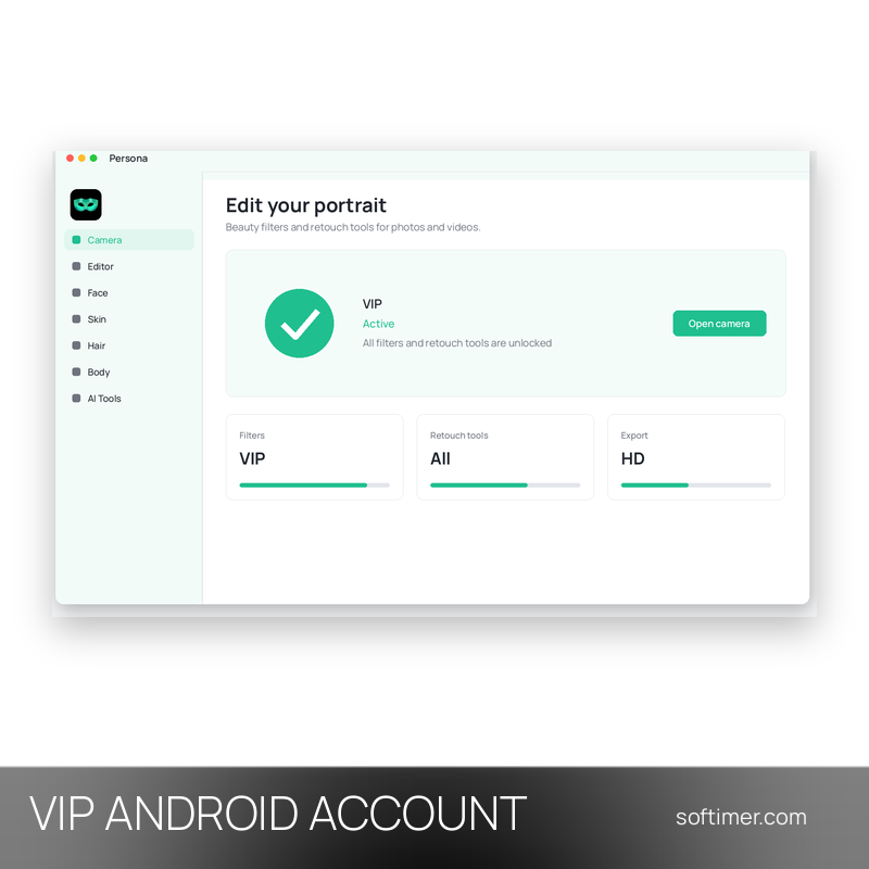 Persona Beauty Camera VIP (Android) - À vie - ACCOUNT