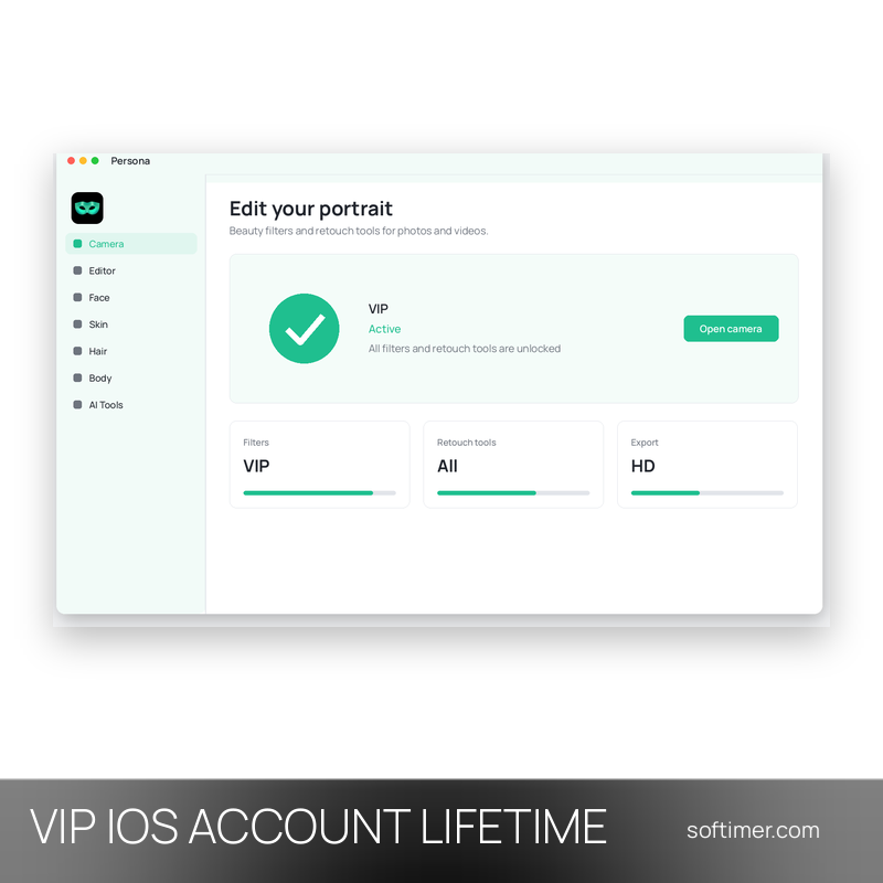 Persona Beauty Camera VIP (iOS) - Lifetime - ACCOUNT