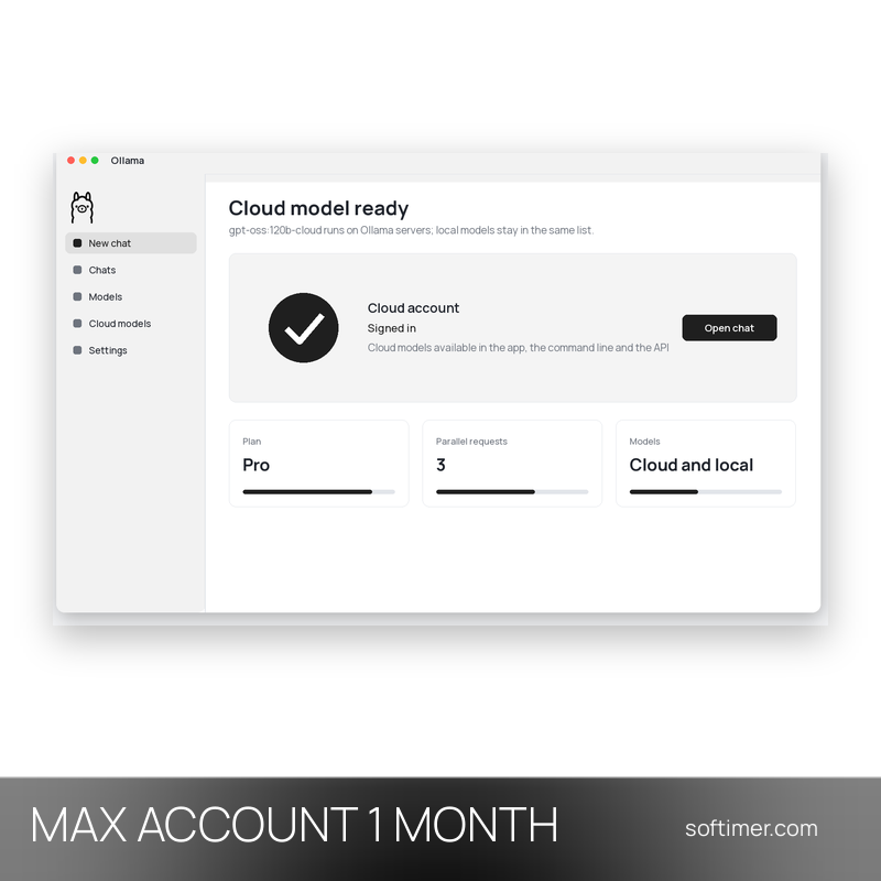 Ollama Cloud Max - 1 месяц - ACCOUNT
