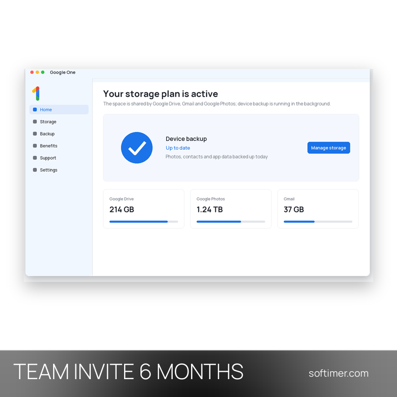 Google One 5 TB + Gemini Pro - INVITATION ÉQUIPE 6 mois - Web / Android / iOS