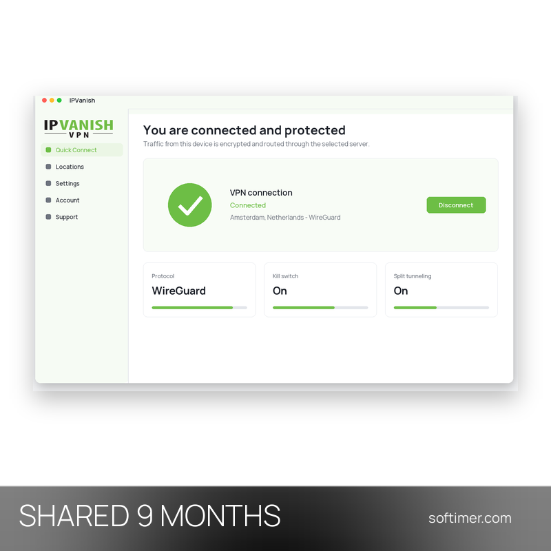 IPVanish - 9 месяцев - Общий ACCOUNT