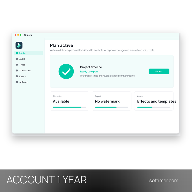 Filmora 15 Advanced Plan - 1 anno - ACCOUNT