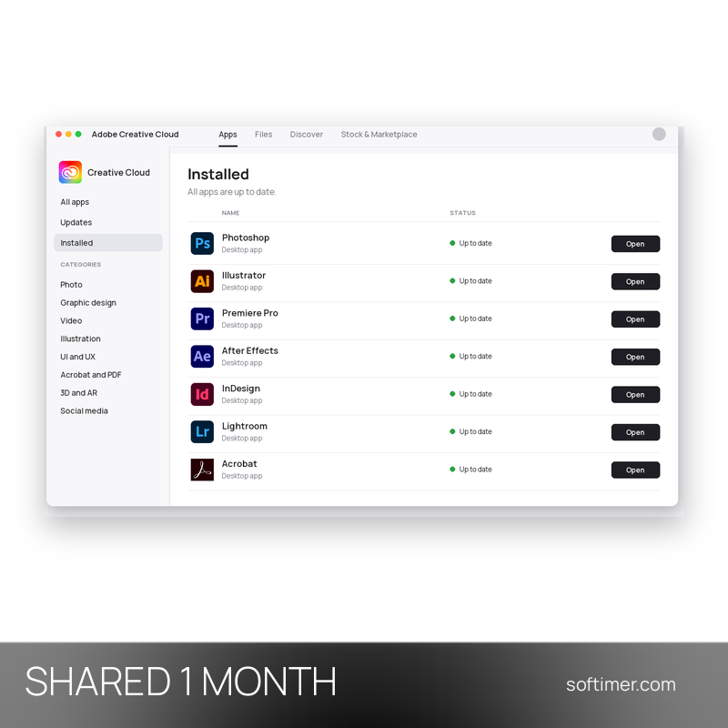 Adobe Creative Cloud - 1 Month - Shared ACCOUNT