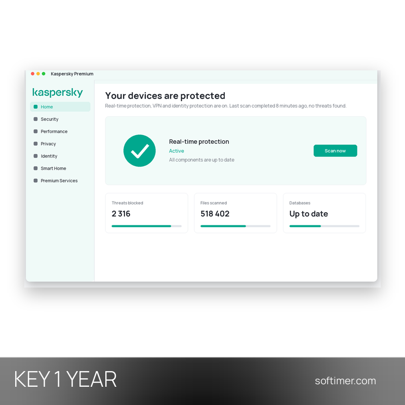 Kaspersky Premium - CLÉ de licence 1 an / 10 appareils - Windows / Mac / Android / iOS