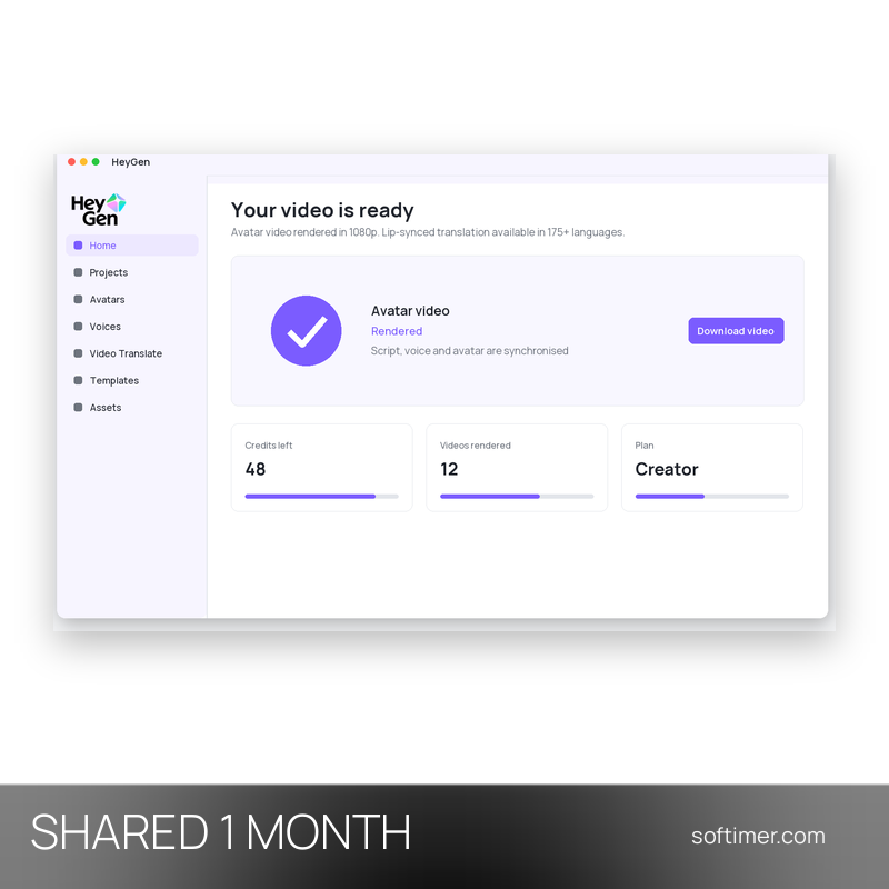 HeyGen Creator - 1 Month - Shared ACCOUNT