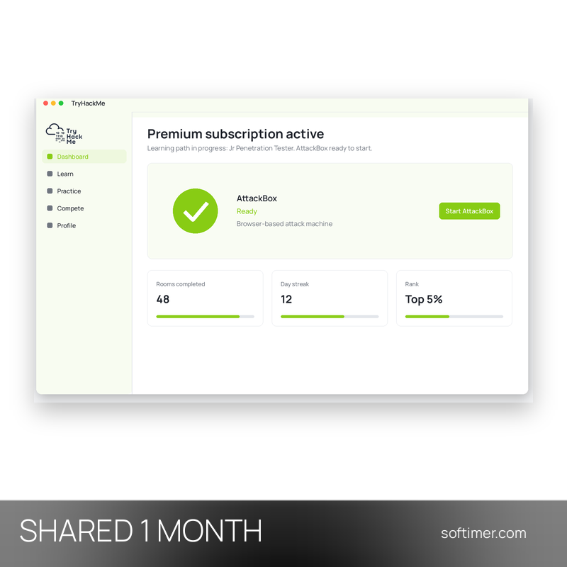 TryHackMe Premium - 1 Month - Shared ACCOUNT
